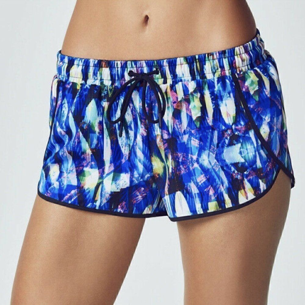 Fabletics Carrie Running Shorts Blue Reef Print